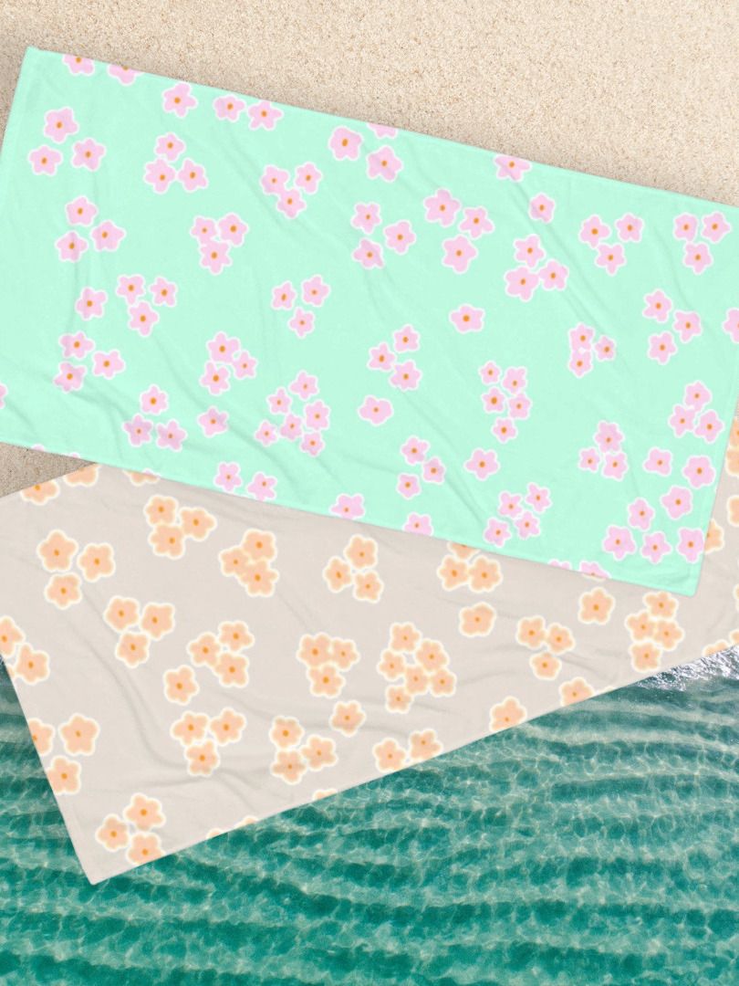TINY DAISY PEACH BEACH TOWEL - Pfirsichmuster Handtuch product image (4)