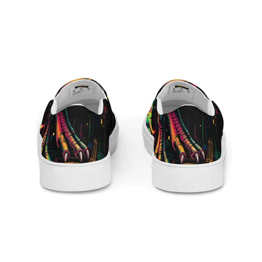 neon t-rex Women's premium Slip-On canvas shoess product image (4)