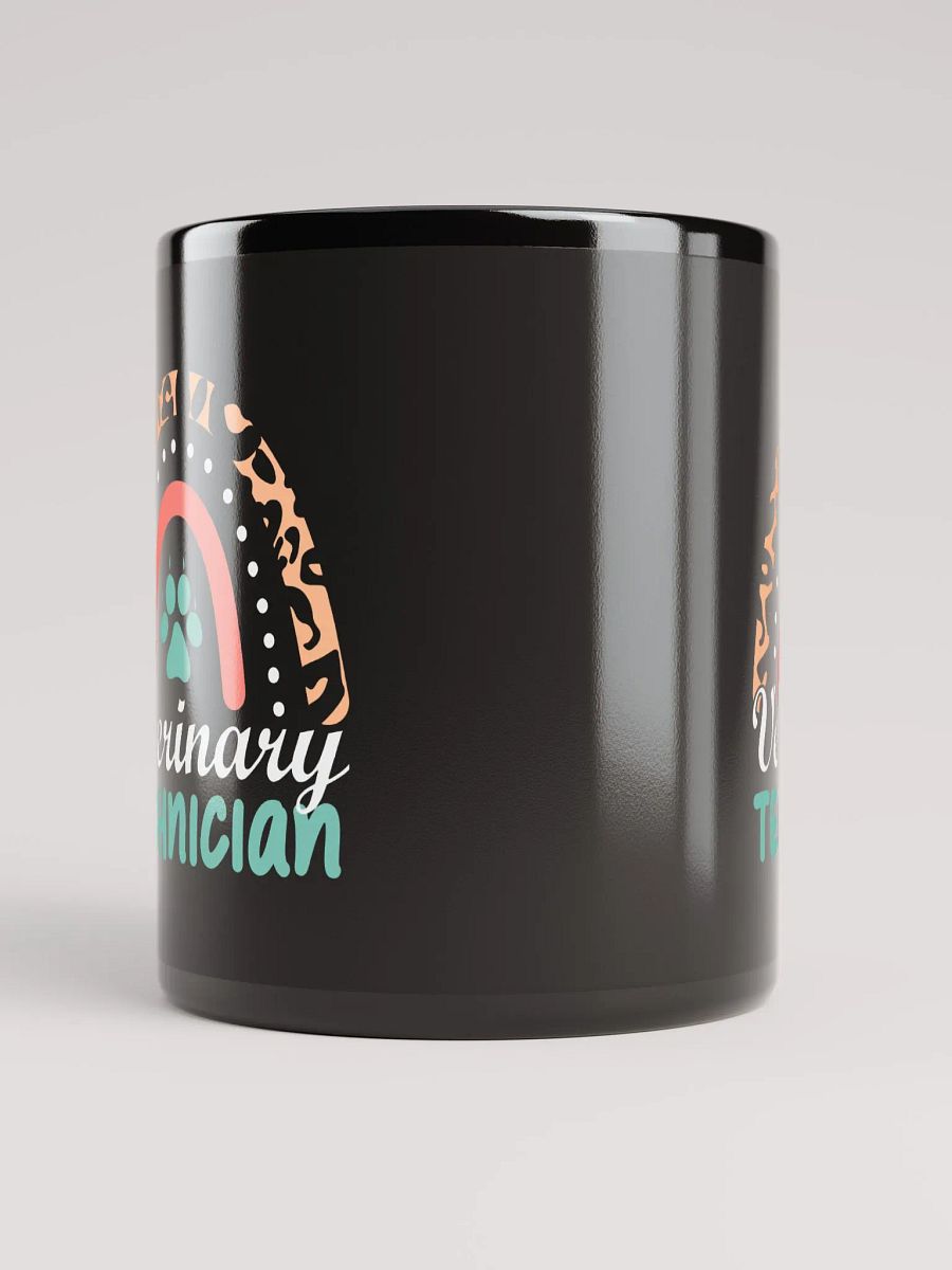 "Veterinary technician-Rainbow" black glossy mug product image (4)
