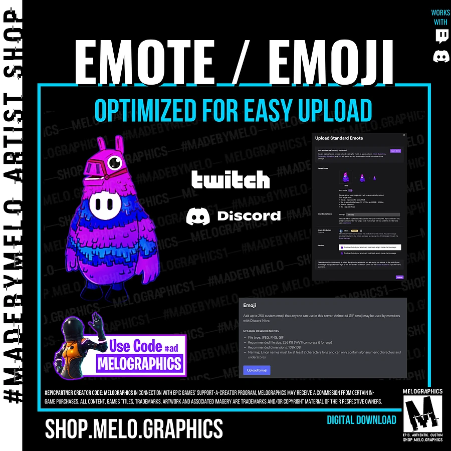Llama Bean - Twitch Emote / Discord Emoji | #MadeByMELO product image (2)