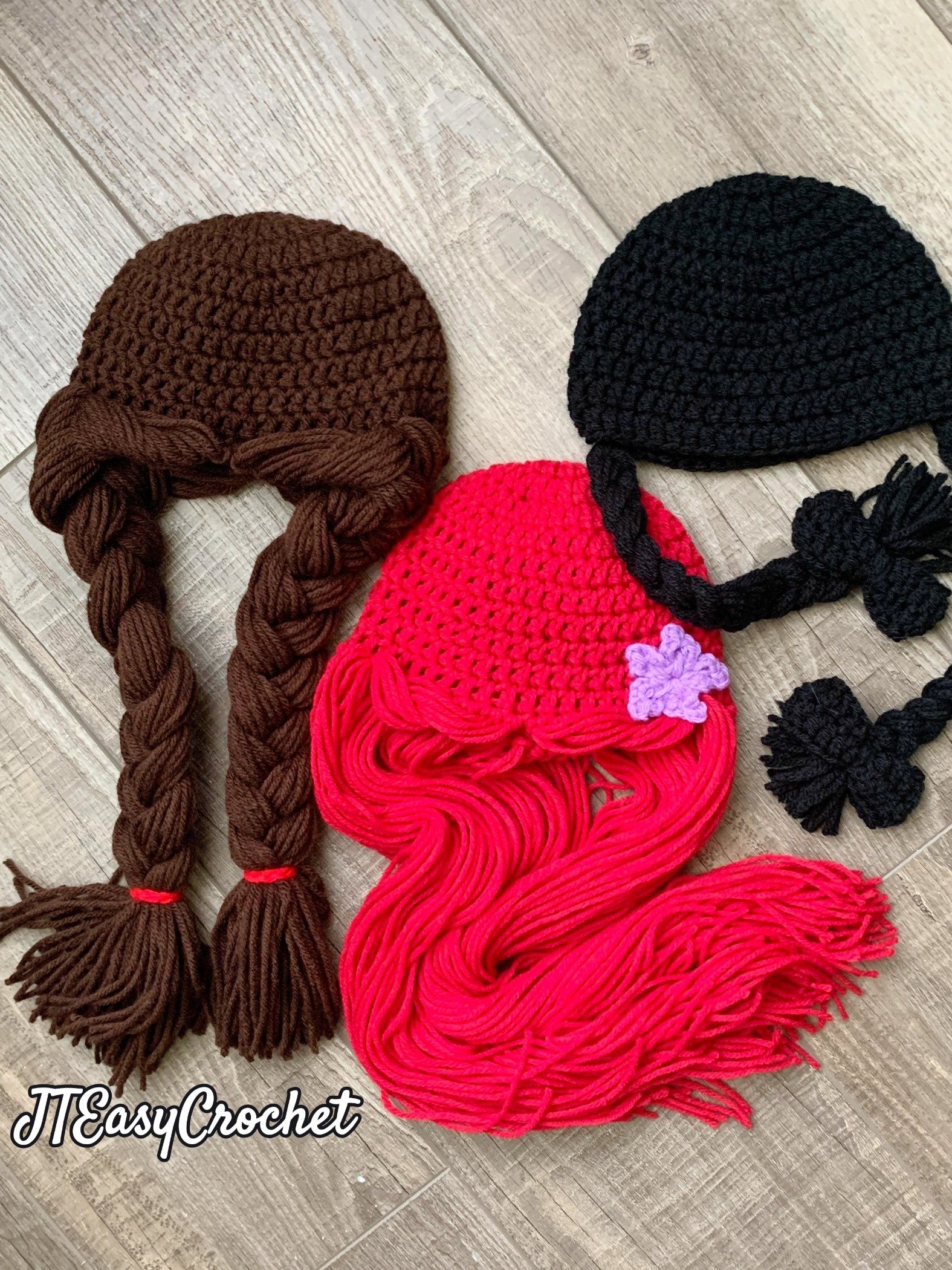 Crochet Wig Hats 3 in 1, Princess Hair Crochet Pattern product image (6)