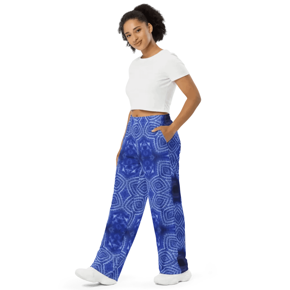 Blue and White Kaleidoscope Wideleg Pants product image (4)