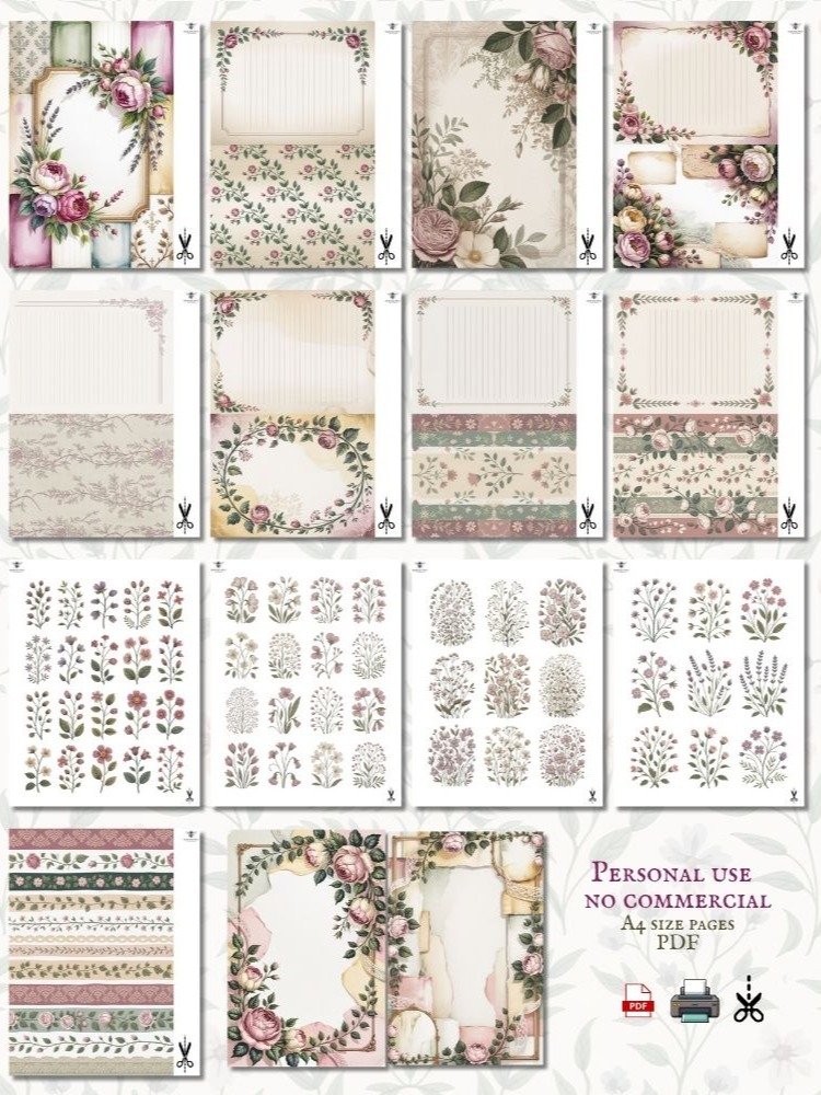 Anne Elliot – Quiet Romance Printable Journal Kit | Scrabooking Junk Journaling Shabbychic product image (4)