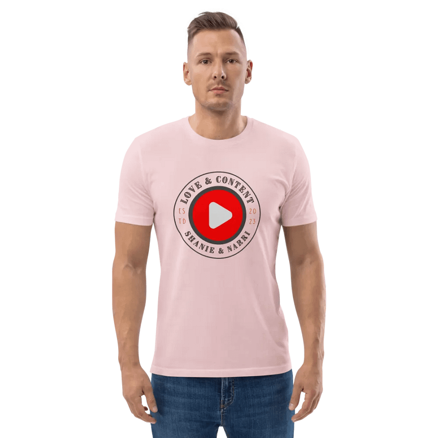 Love & Content Play Button Organic T-Shirt product image (26)