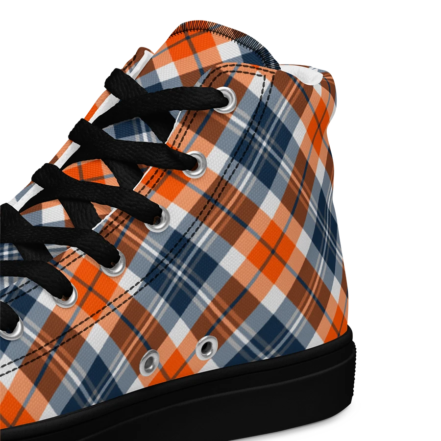 Orange and Blue Sporty Plaid Men's High Top Shoes product image (12)