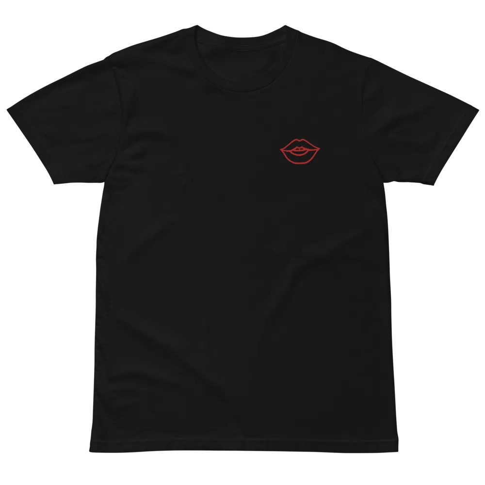 Joyful Grin Red Embroidered Line Drawing T-Shirt product image (4)