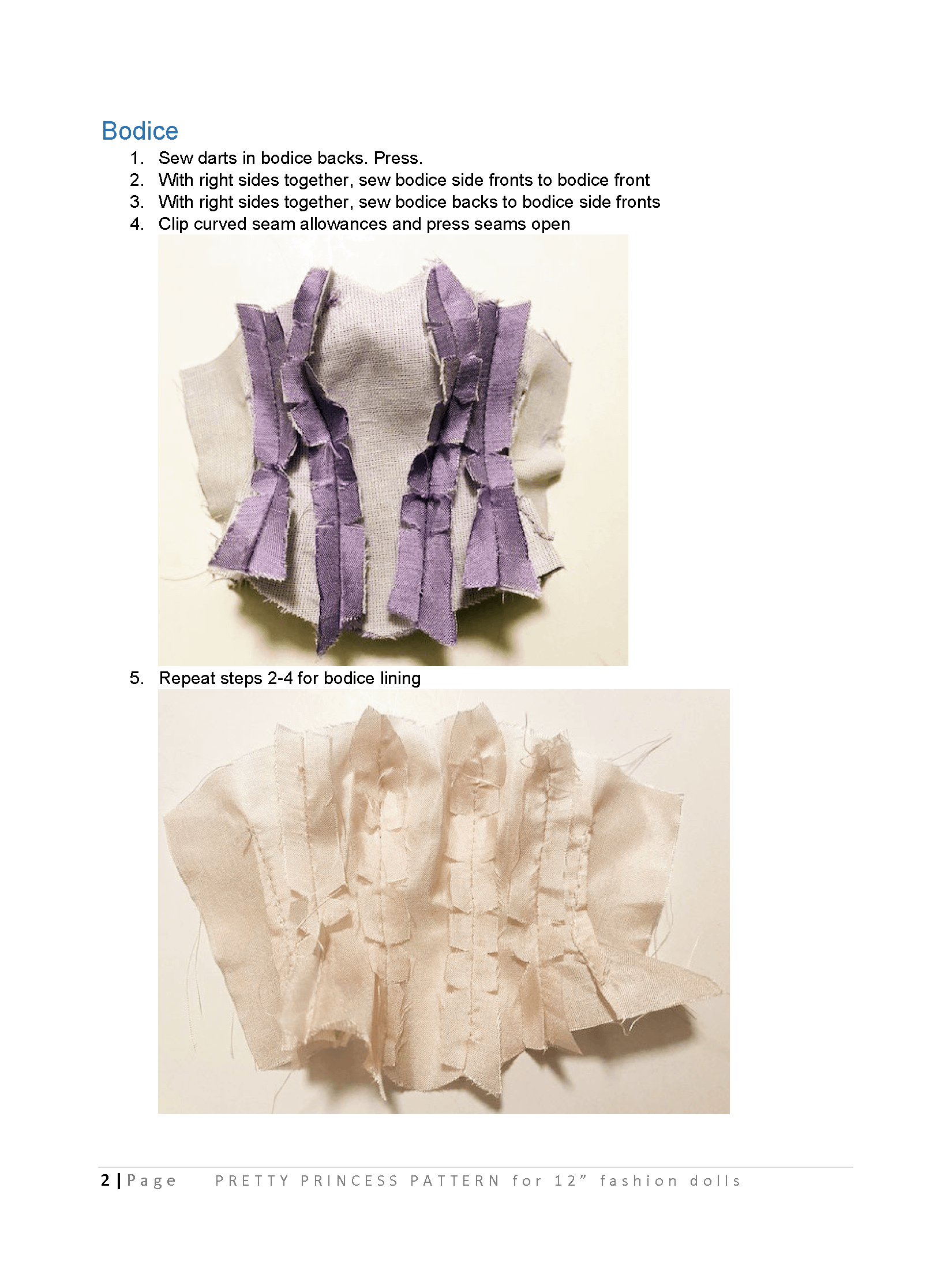 Pretty Princess sewing pattern for 12" fashion dolls product image (3)