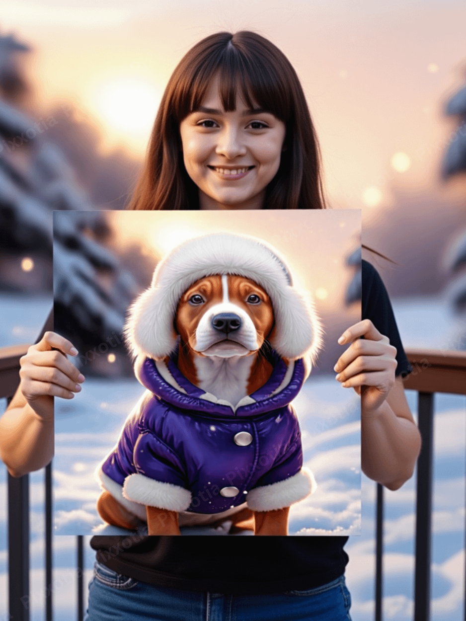 Custom Pet Portrait in Winter Coat – Dog or Cat Royal Digital Art from Photo product image (5)