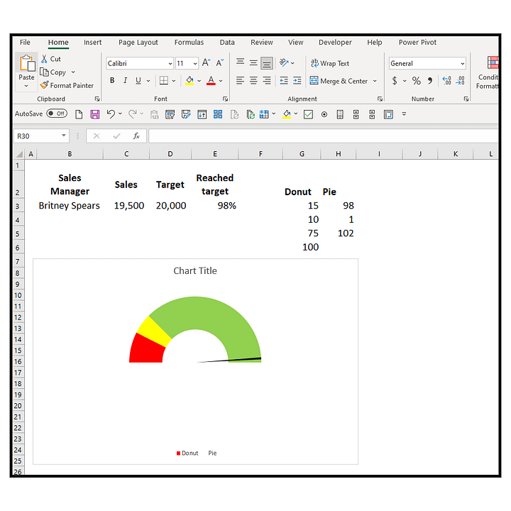 Template - How to make a gauge chart in Excel product image (1)