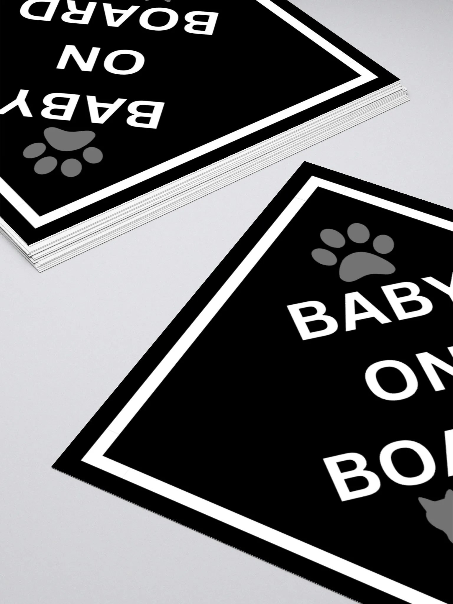 Cat Baby on Board Sticker - Gray on Black product image (2)