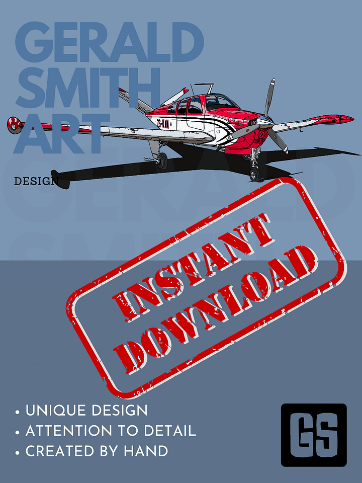 Bonanza V35 Printable Digital Aviation Art (Blue Background) product image (1)