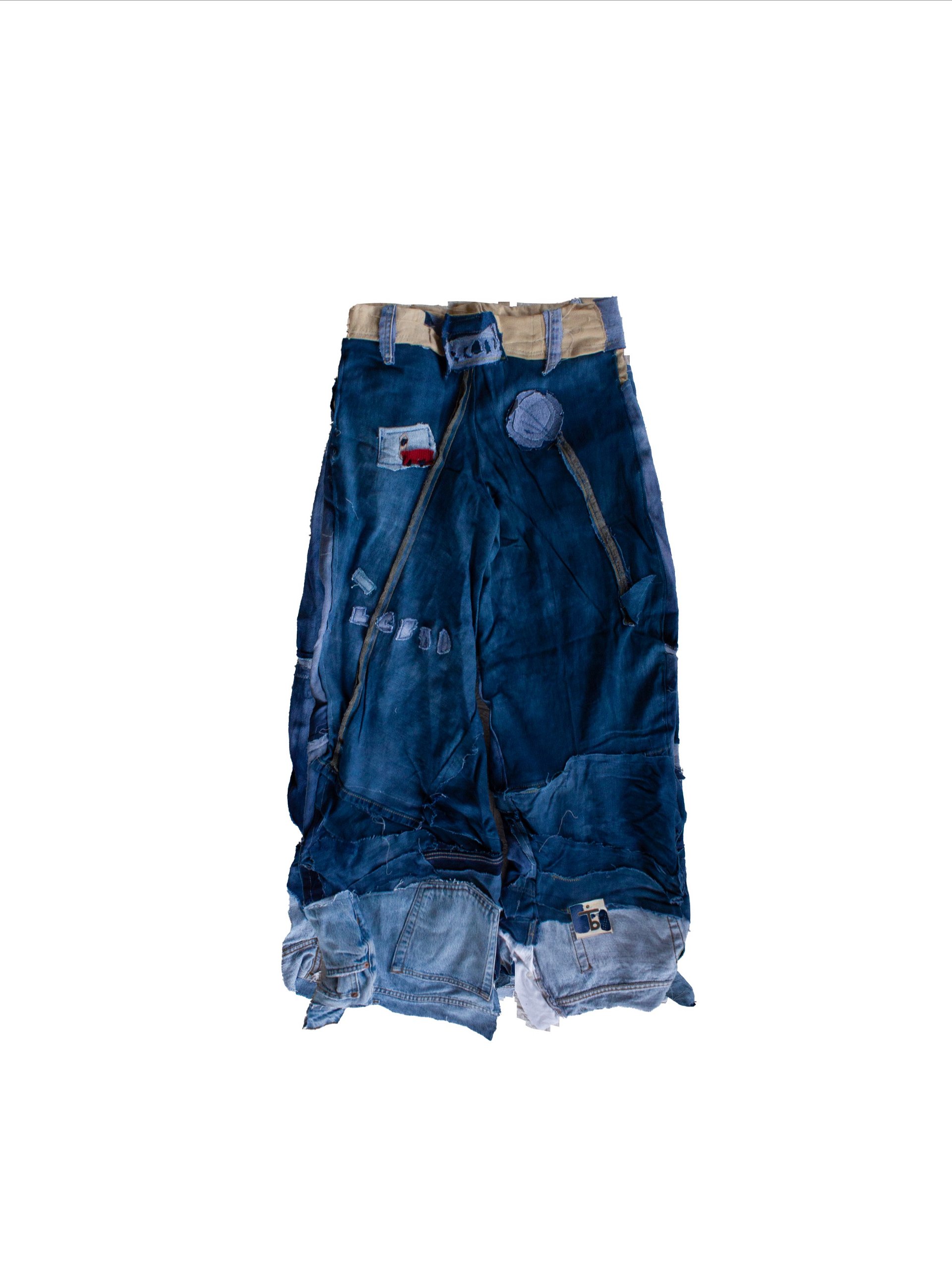 Blue Panel Patchwork Denim Trousers – 32 product image (6)