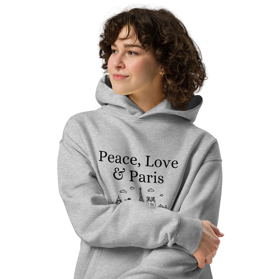 Peace, Love and Paris with Monuments Unisex Oversized Hoodie | Black Ink product image (5)