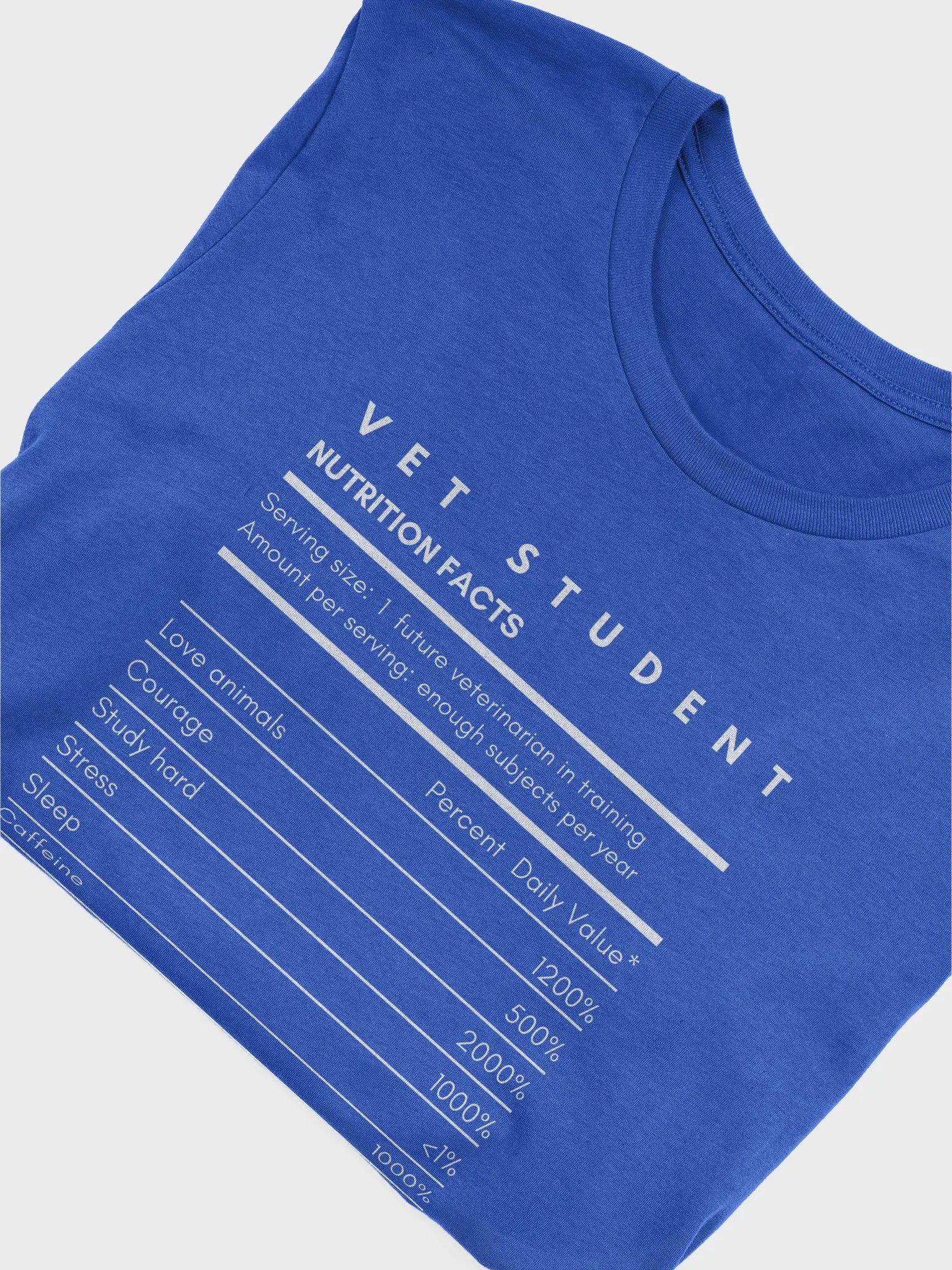 "Vet Student Nutrition Facts" t-shirt (dark background) product image (3)