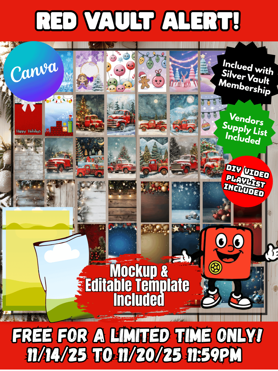 (50) 22 x 34 Inch Sublimation Holiday Santa Sack Templates product image (1)