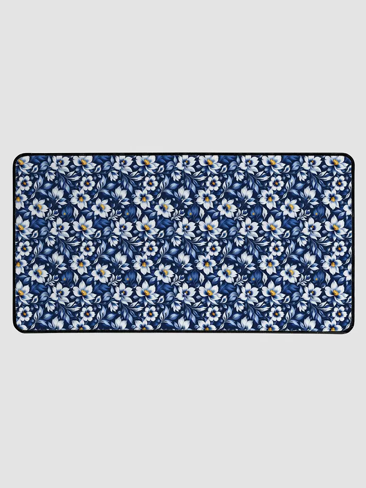 Desk Mat (31.5x15.5 inches) - White and Blue Floral Pattern product image (1)