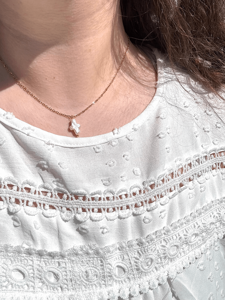 Golden Pearl Cross Necklace product image (2)