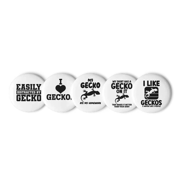 Glossy Black Collection: Pin Button Set with Geckos all over product image (3)