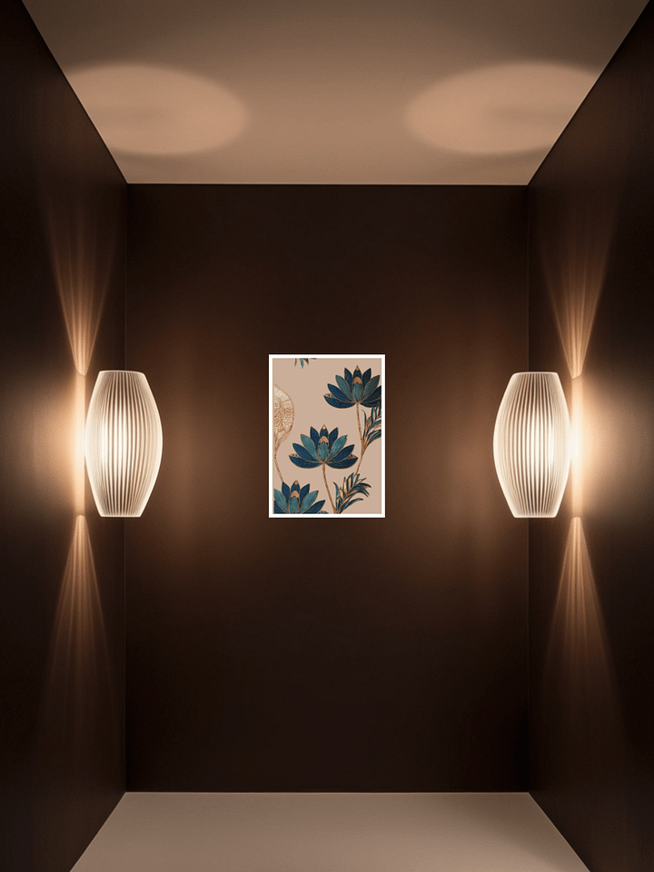Lotus Serenity – Framed Floral Wall Art in Deep Blue and Gold product image (1)