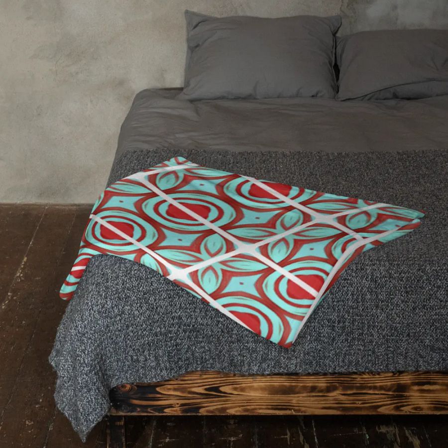 Blue & Red Diagonal Pattern Throw Blanket product image (12)