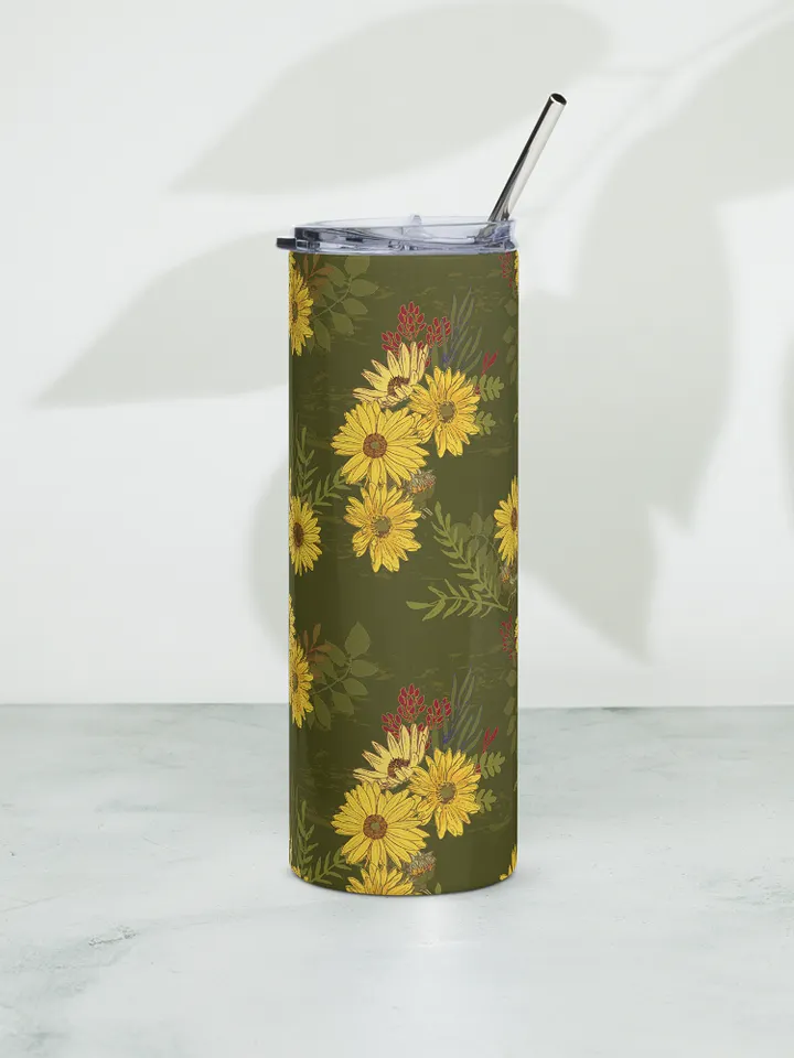 Helianthus Sunflower 20-ounce Stainless Steel Tumbler with Straw - Green product image (1)