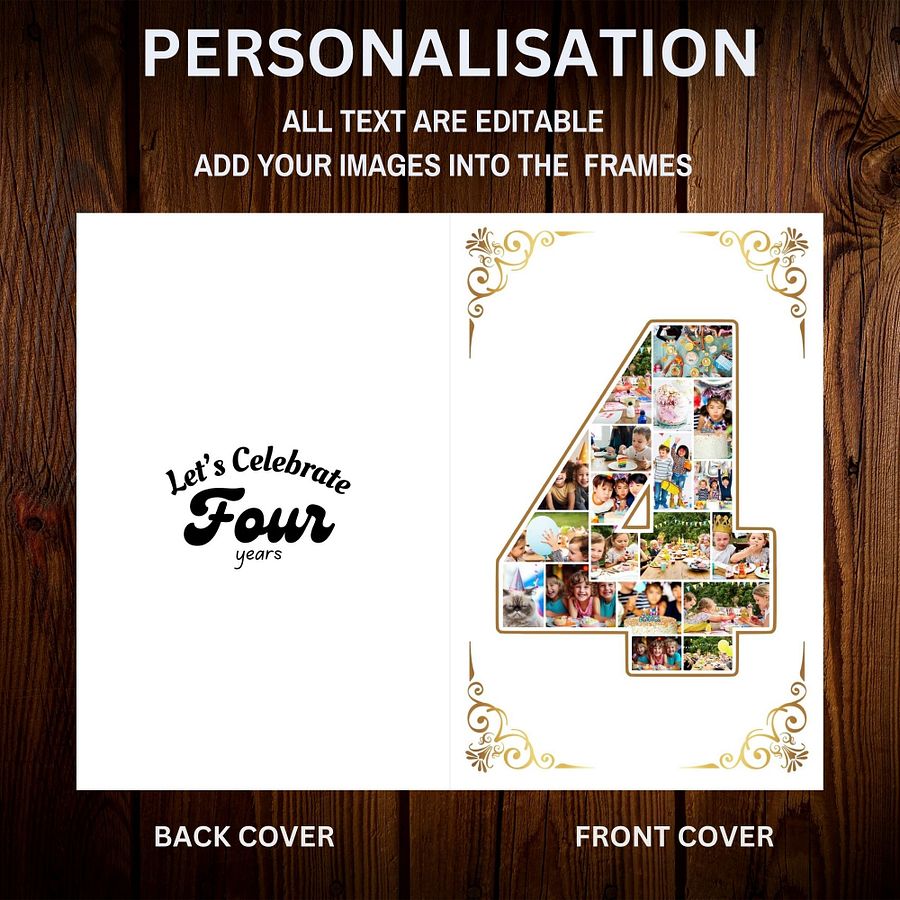 Four Year Celebration Card Photo Collage Canva Template product image (7)