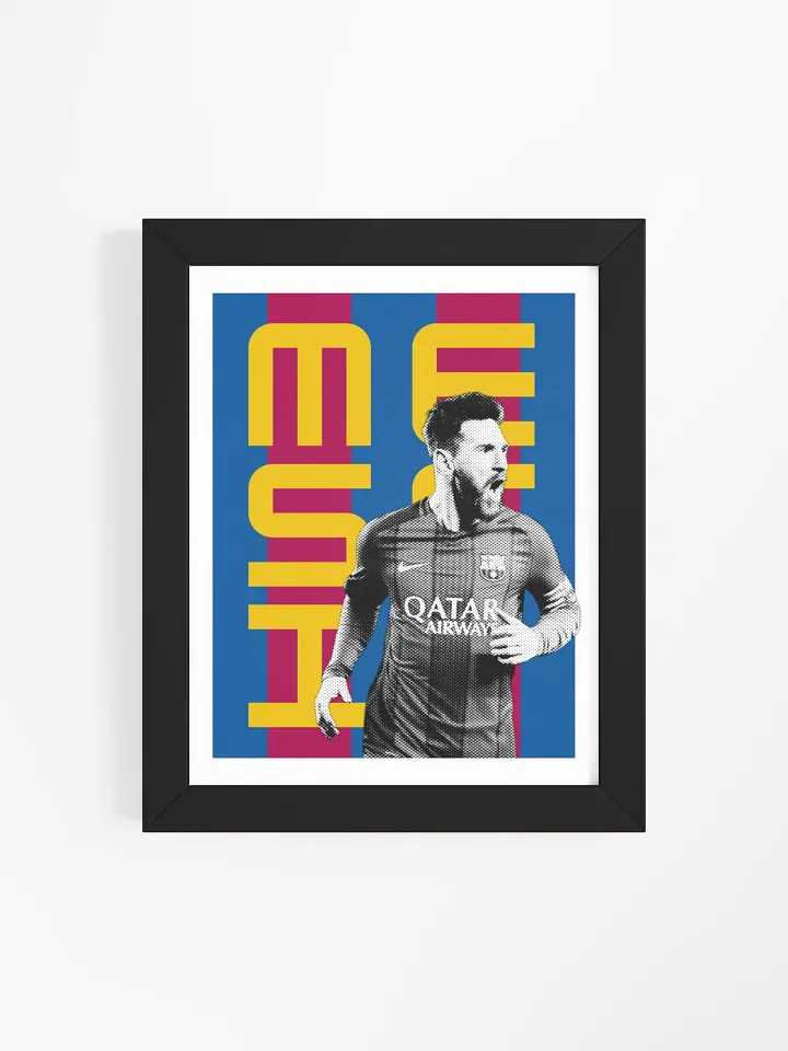 Lionel Messi BW Barcelona Name Art Framed Print product image (2)