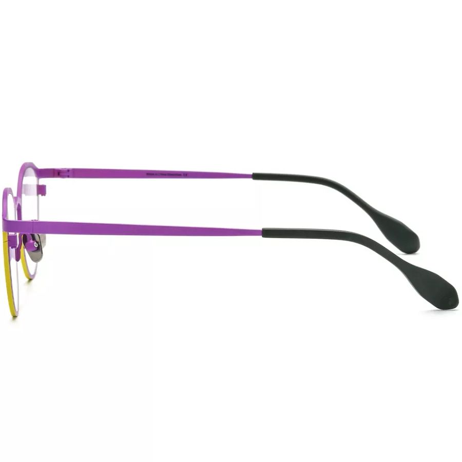 Round Glasses for Women Girls Light Titanium Eyeglasses Frame Purple Yellow product image (4)