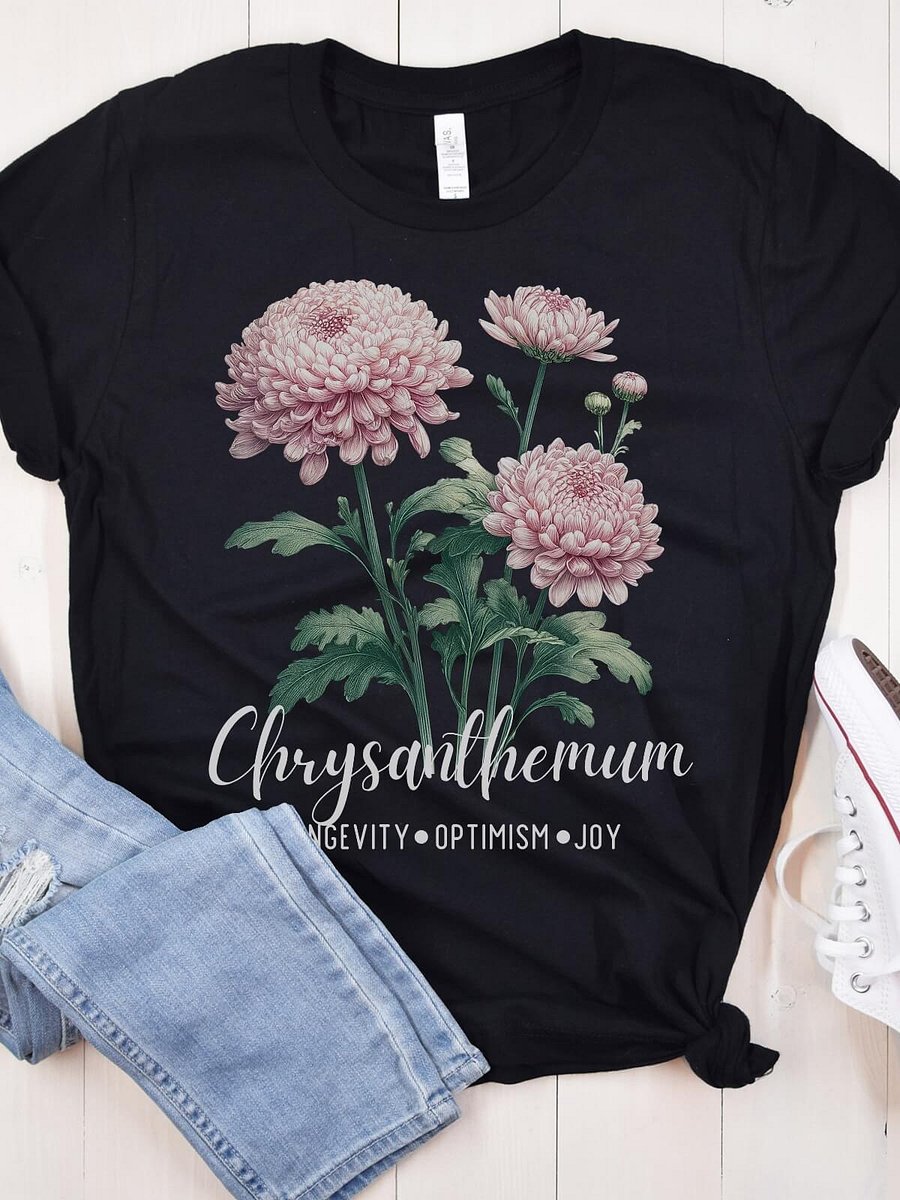 Chrysanthemum Birth Month Flower Tee: Reflecting Longevity, Optimism, Joy: Perfect November Gift for Her product image (2)