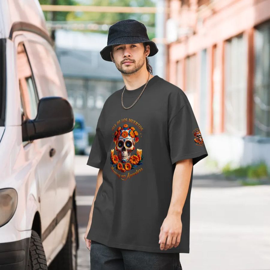 Día de los Muertos Skull Oversized Tee product image (6)
