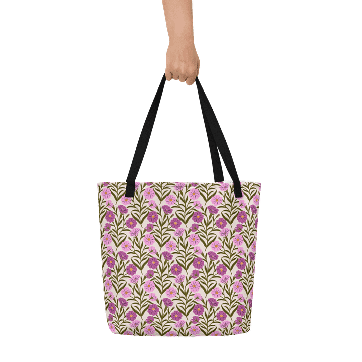 Corncockle Bouquet - Pink and Green - Tote Bag product image (1)