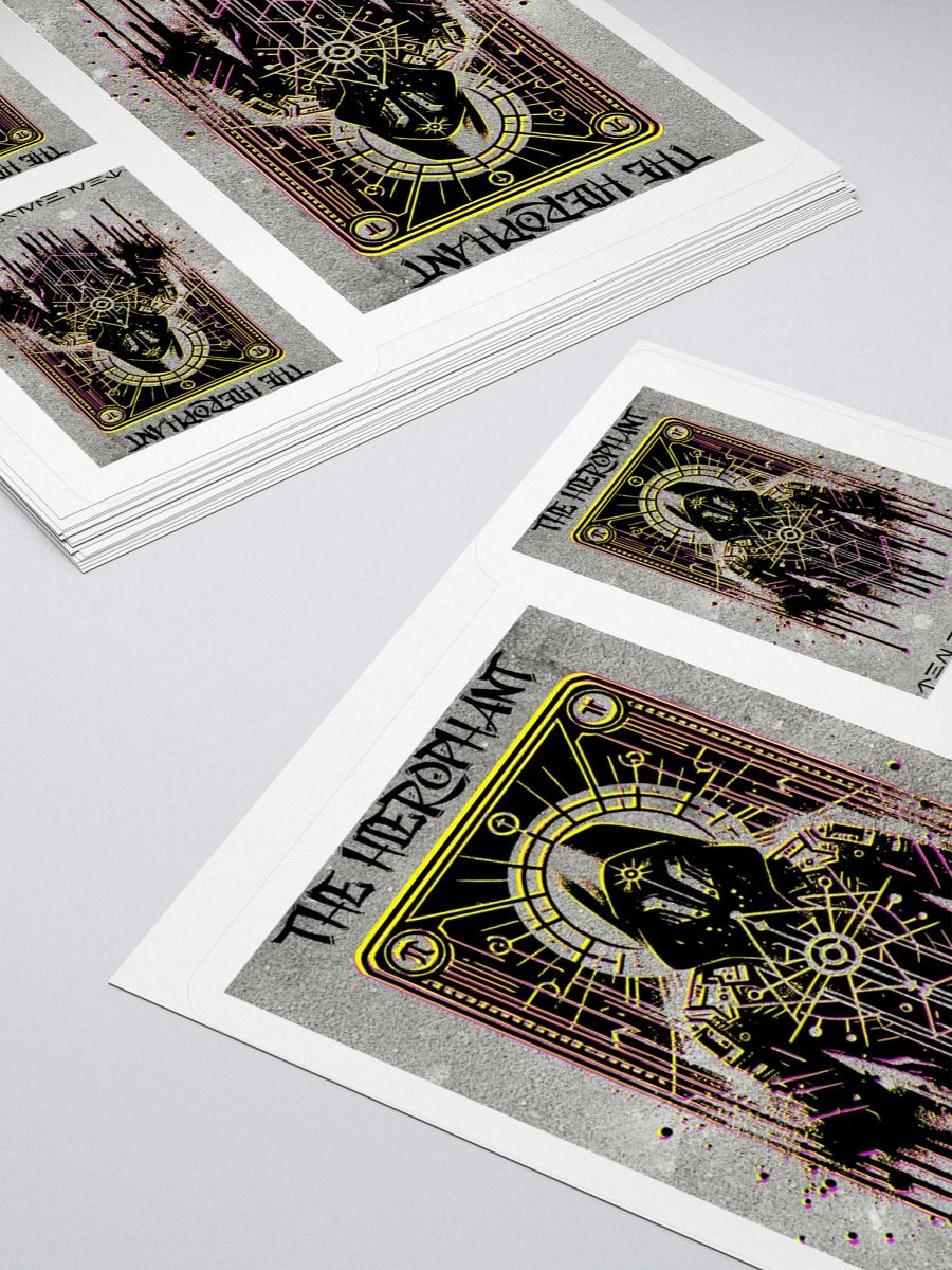 Cyberpunk Tarot Sticker – "The Hierophant" Card with Ornate Hooded Robes & Armored Mask – Futuristic Graffiti Stencil Vinyl Decal product image (10)