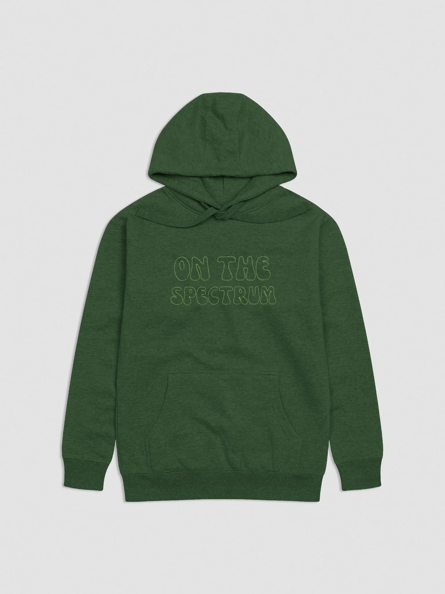 ON THE SPECTRUM OUTLINE (lg. design, lime thread) embroidered heavyweight hoodie product image (1)