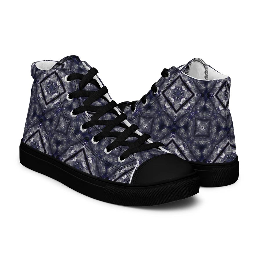 Abstract Dark Monochrome Diamond Men's Black Toe Canvas Shoe High Tops product image (7)