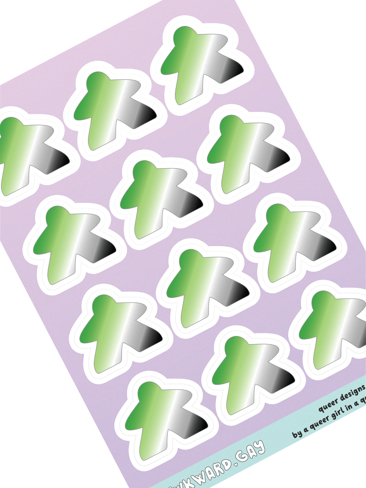 Aromantic Pride Gradient Meeple Sticker Sheet product image (1)