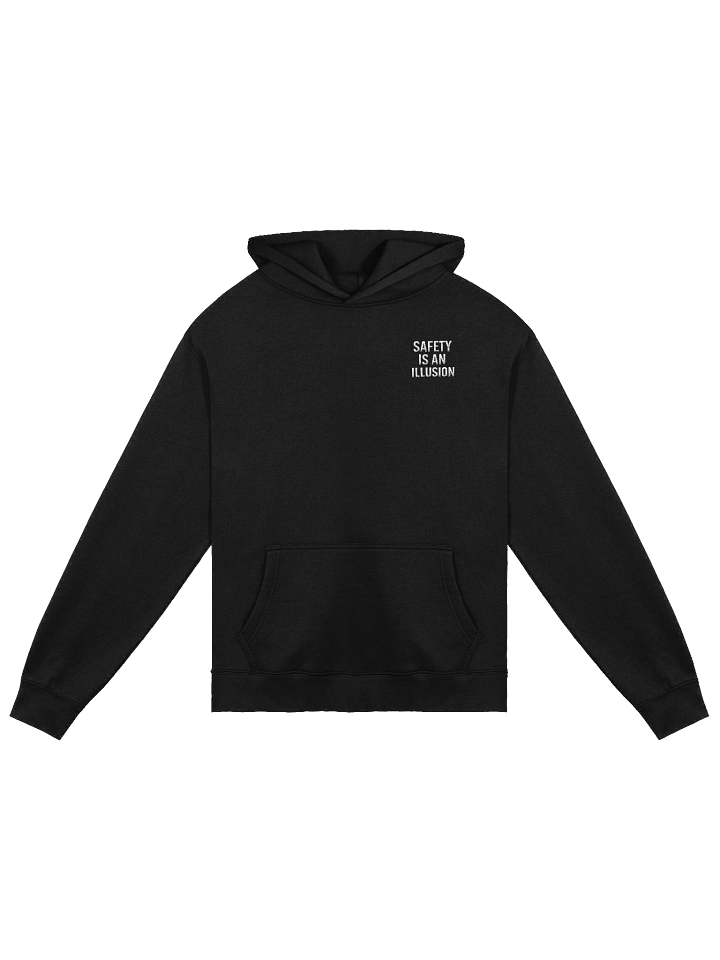Safety is an Illusion embroidered black hoodie product image (1)
