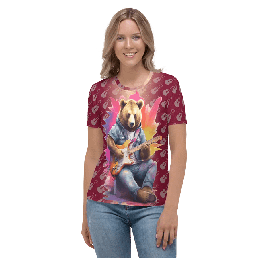 Cool Bear Playing Guitar All Over Print T-shirt product image (2)