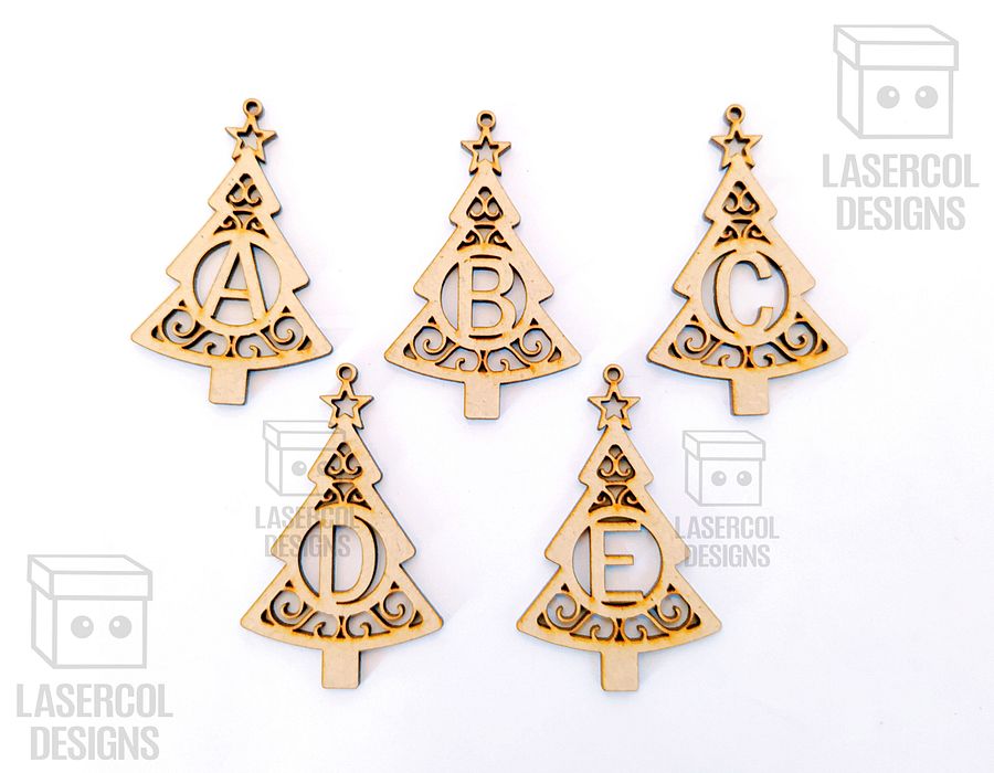 Monogram Christmas Tree Ornaments - Laser Cut Files product image (7)