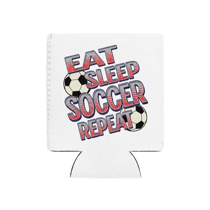 Eat Sleep Soccer Repeat Angle Stripes Can Cooler product image (1)