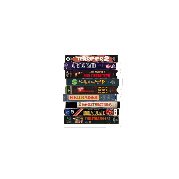 “Rewind or Die” – Horror VHS Stack Fridge Magnet product image (1)