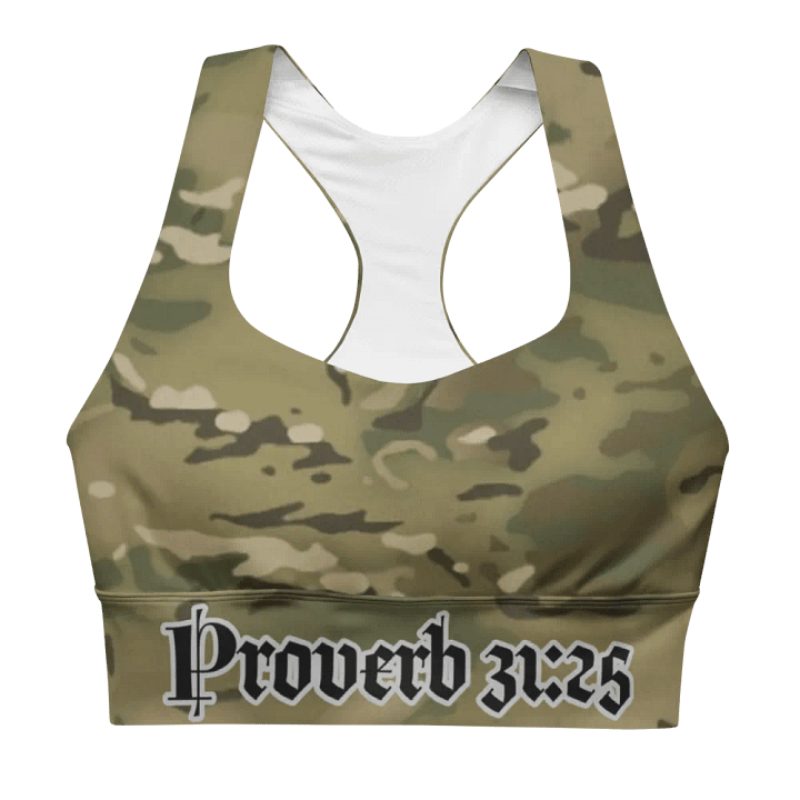 Faithful Camo: Proverb 3:25 Longline Sports Bra - Multicam product image (1)