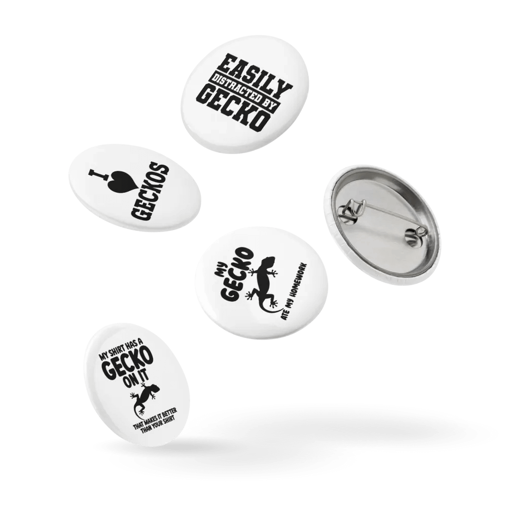 Glossy Black Collection: Pin Button Set with Geckos all over product image (14)