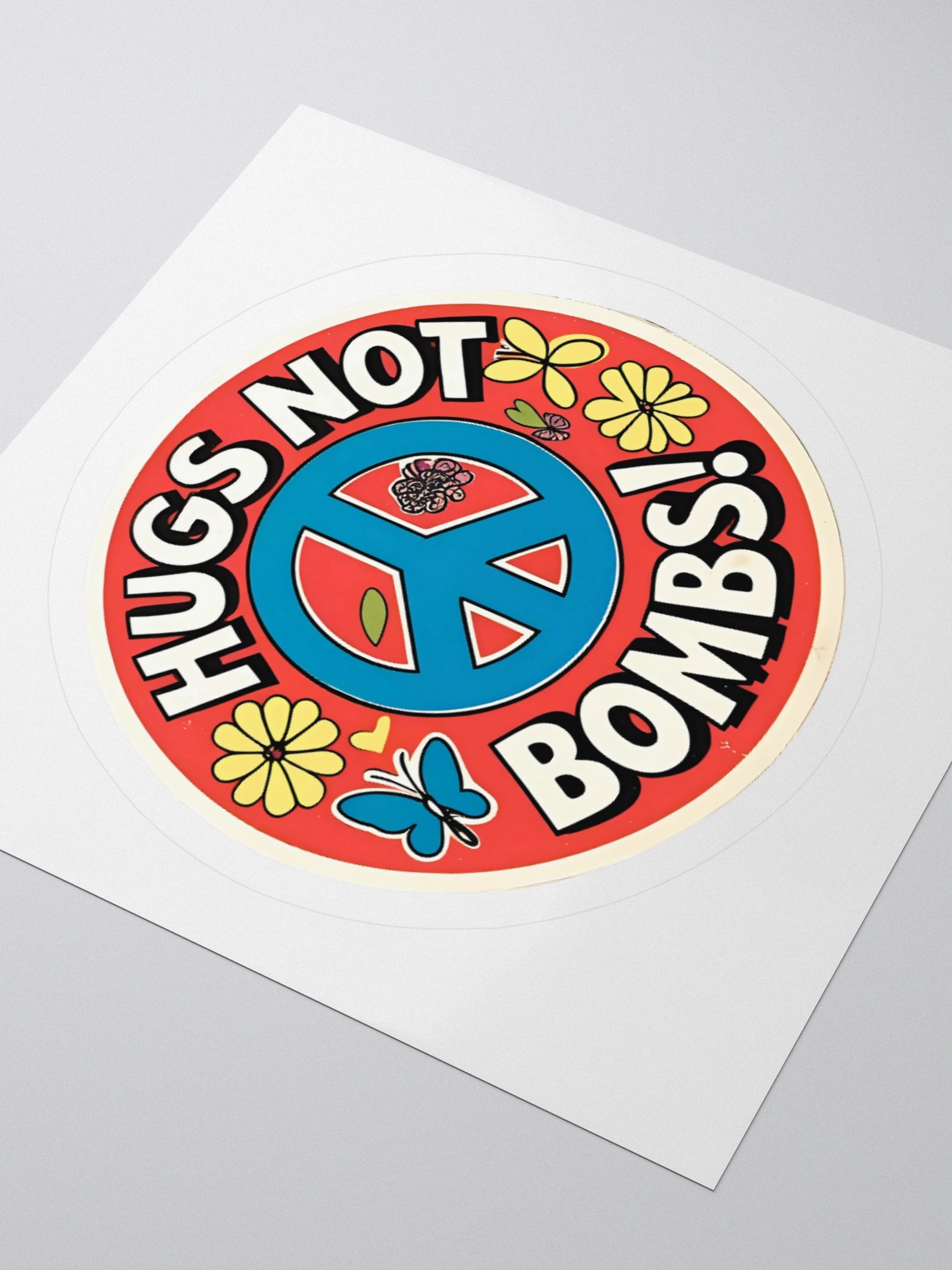 HUGS NOT BOMBS! Retro Kiss Cut Stickers product image (9)