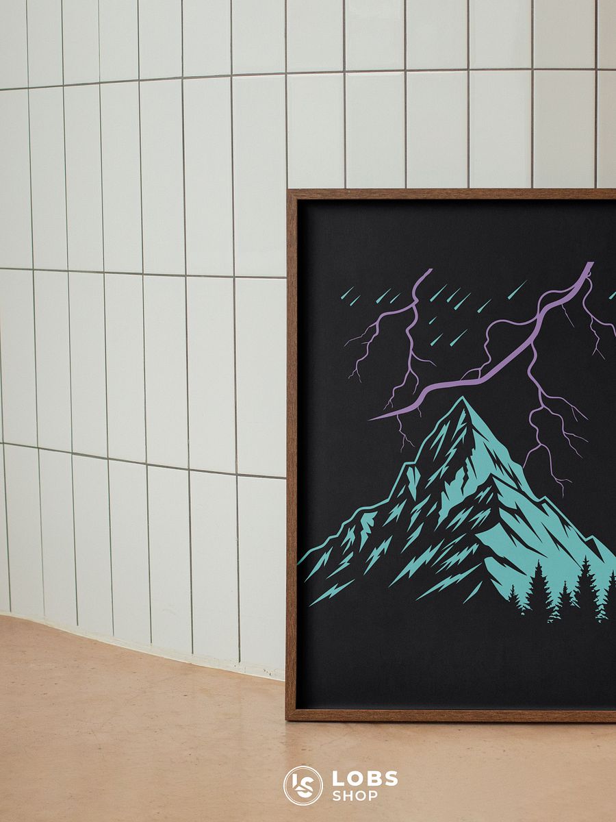 Electrifying Landscape: Stunning Lightning Mountain Wall Art Print – A Must-Have for Bold Home Decor product image (3)