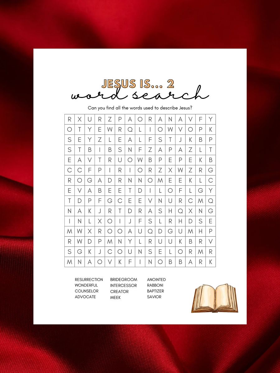 Christian games wordsearch printable, childrens ministry word search printable, Attributes of God, Jesus and you, Bible word puzzle Game. product image (4)