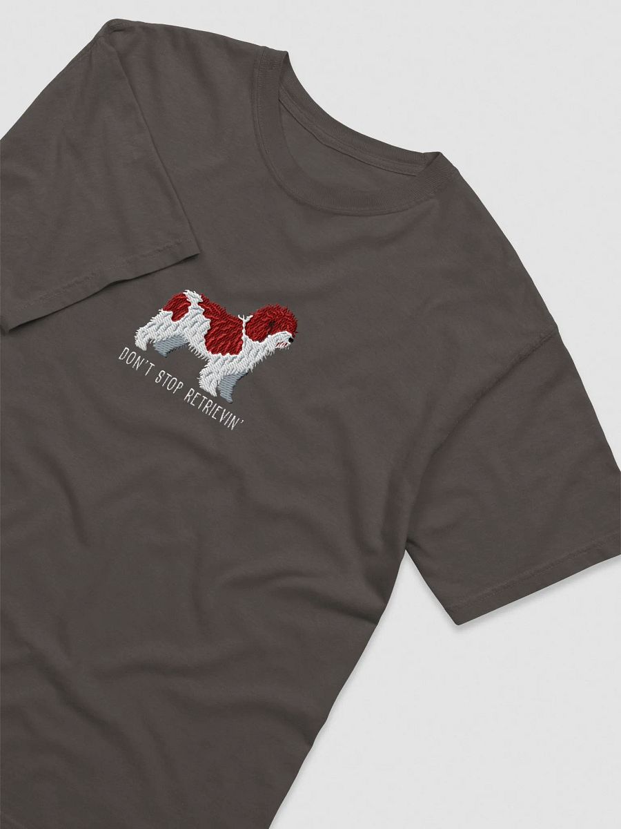 Don't Stop Retrievin' T-Shirt(Embroidered) of a Spanish Water Dog(Chocolate & White) product image (3)