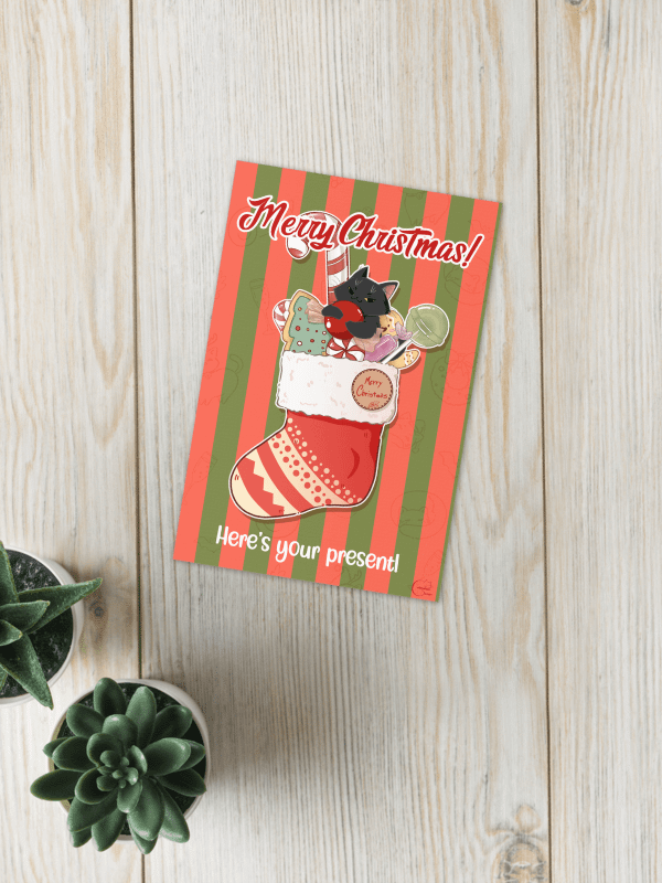 Christmas cat stocking - Printable Valentine Card | Digital Download product image (4)