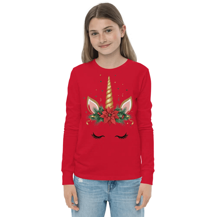 Golden Flower Christmas Unicorn Red product image (1)