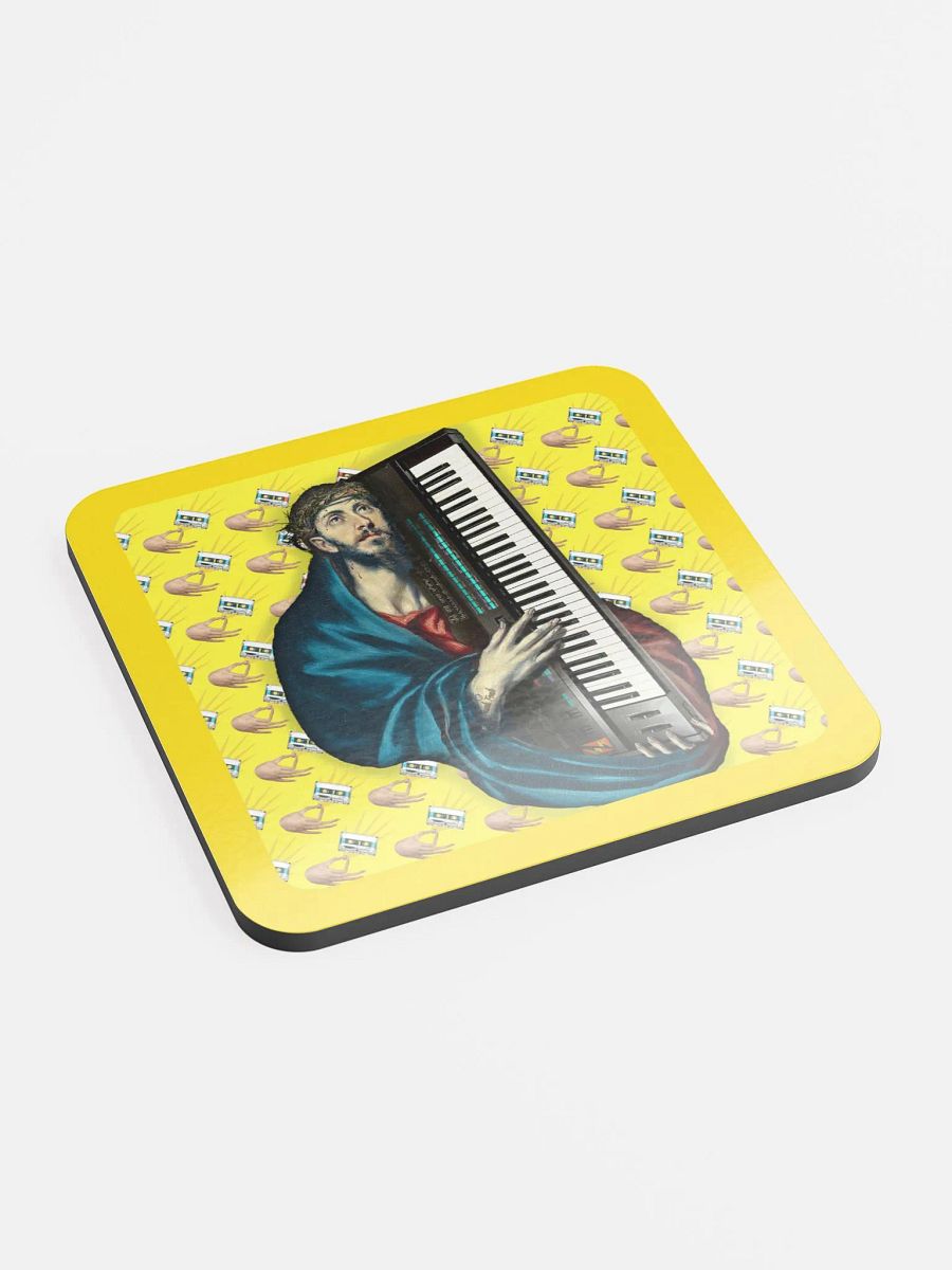 Christ Carrying the DX7 by Frank Fonik (Yamaha DX7), Techno EDM Glossed Cork Coaster product image (3)