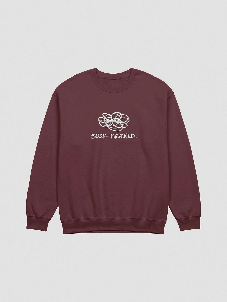 BUSY-BRAINED. (lg. design, white thread) embroidered crewneck product image (16)